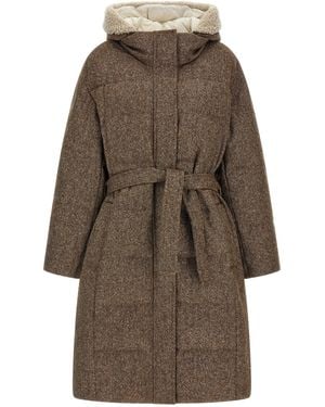 Brunello Cucinelli 'Shiny Zipper Pull' Down Jacket - Brown