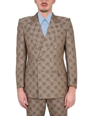 Gucci Maxi Horsebit Double-Breasted Jacket - Natural