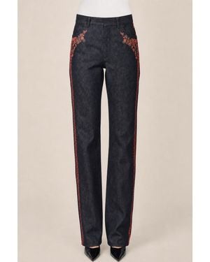 Dior Embroidered Denim Pants - Blue