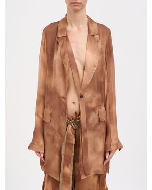 Masnada One-Button Silk Jacket - Brown