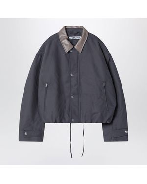Acne Studios Carbon Cotton Satin Bomber - Blue