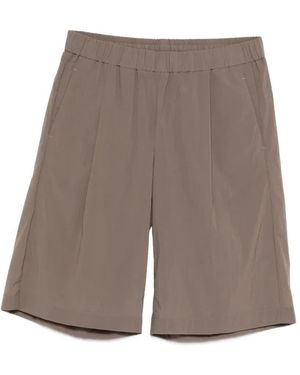 Herno Pleated Elasticated-Waist Shorts - Brown