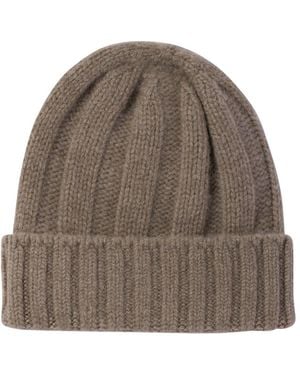 Beams Plus Ribbed Cashmere Beanie Hats - Brown
