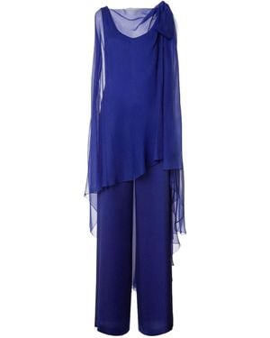 Alberta Ferretti Solid Scoop Neck Jumpsuit - Blue