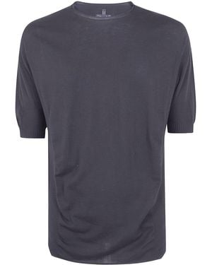 MD75 Light Cotton Boxi Short Sleeves Sweater - Blue