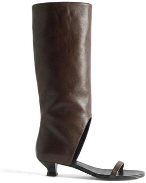 Paloma Wool Knee-High Open-Toe Boots Manuela - Brown