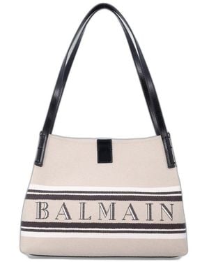 Balmain Canvas Shoulder Bag - White
