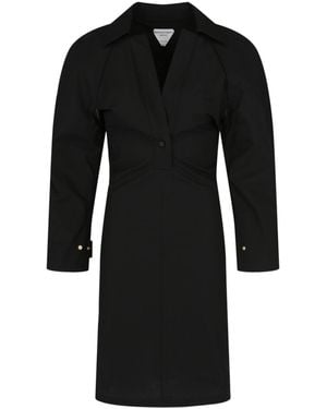 black one shoulder long sleeve maxi dress Belted Double-Breasted Trench Dress Black M main image 0