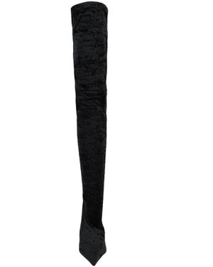 Balenciaga Knife Cuissardes 110 Crushed Velvet Boots - Black