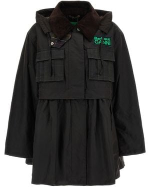 Barbour Parka X Ganni Puffer Jackets Brown - Black