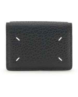Maison Margiela Leather Wallet With Stitch - Gray