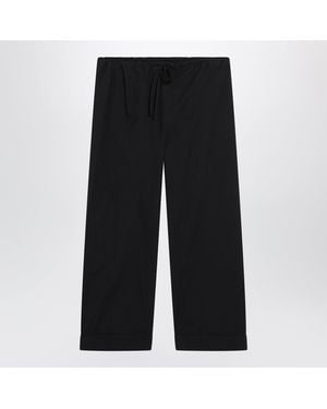 The Row Low-Rise Relaxed-Fit Cotton Poplin Pants - Black