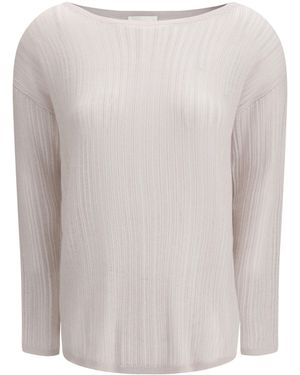 Allude Sweater Rib-Knit Crewneck - White
