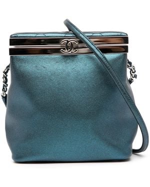 CHANEL Cc Metallic Calfskin Vanity Bag - Blue