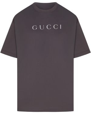 Gucci Oversized Logo-Print Cotton T-Shirt - Blue