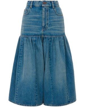 Chloé High-Waisted Denim Balloon Shorts - Blue