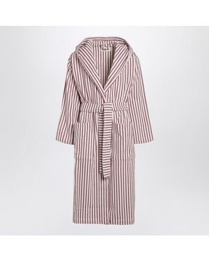 Tekla Bathrobe/Dark Striped - Pink