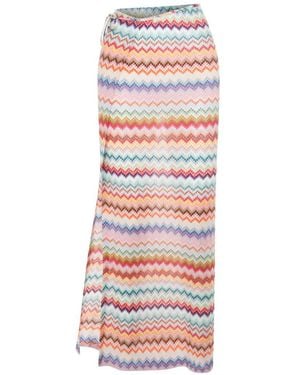 Missoni Zigzag-Pattern Pareo Maxi Skirt - White