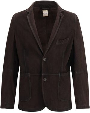 D'Amico Jacket Single-Breasted Suede - Black