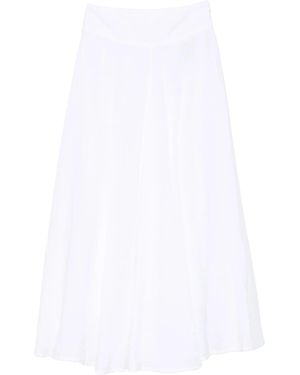 120% Lino Flared Maxi Wrap Skirt Tropical - White