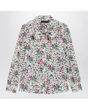 Gucci Printed Silk Shirt With Bow - Multicolor
