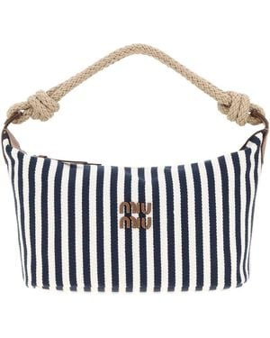 Miu Miu Embroidered Canvas Shopping Bag - White