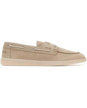 Prada Suede Loafers - Natural