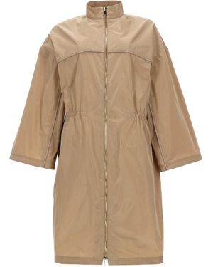 Fabiana Filippi Trench Coat With Zip Polyester & Raincoats - Natural