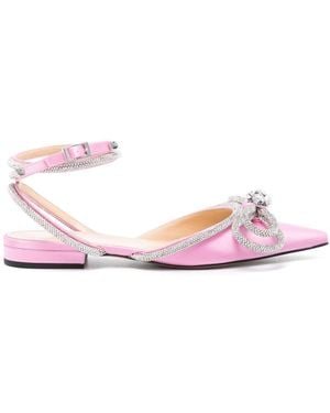 Mach & Mach Mach & Mach Double Bow Satin Slingback Ballet Flats - Pink