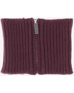 Sa Su Phi Ribbed Cashmere Zip Collar Scarf - Purple