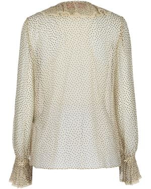 Valentino Polka Dot Silk-Chiffon Blouse - White
