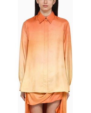Zimmermann Two-Tone Silk Tranquillity Shirt - Orange