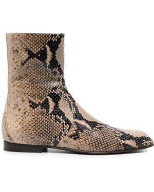 KHAITE Colt Snake-Effect Leather Ankle Boots - Brown