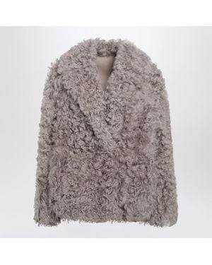 Blancha Short Taupe Fur Jacket - Gray