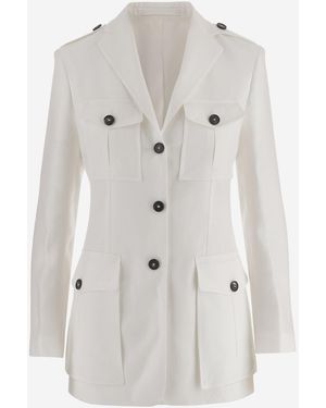 Tagliatore Jacket Single-Breasted Linen - White