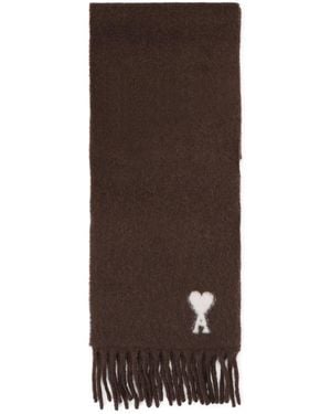 Ami Paris Alpaca Cloud Knit Scarf For - Brown