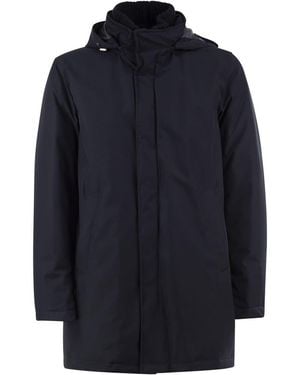 Herno Hooded Parka With Knitted Inner Collar - Blue