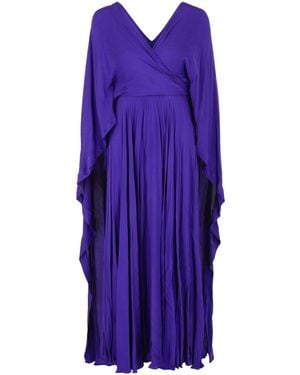 Valentino Accordion Pleated Cape Dress - Purple