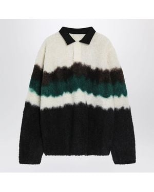 Sacai Multicolor Gradient Striped Polo Sweater - Black