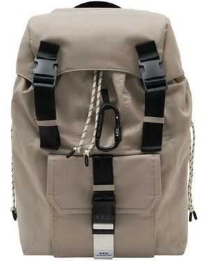 A.P.C. Technical Nylon Backpack With Flap Closure - Gray