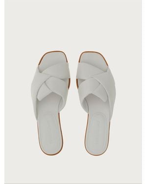 Ferragamo Knott Strap Slides - White