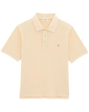 Saint Laurent Cassandre Ysl Logo Polo Shirt - Natural