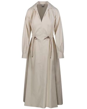 Max Mara "Pedaggi" Cotton Popeline Midi Dress - Natural