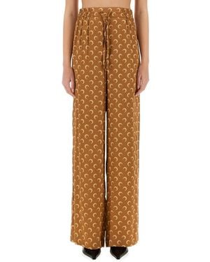 Marine Serre Moon" Satin Pants - Brown