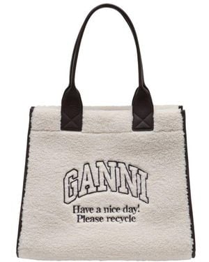 Ganni Shopper Xxl Shearling Shopper Bag - Gray