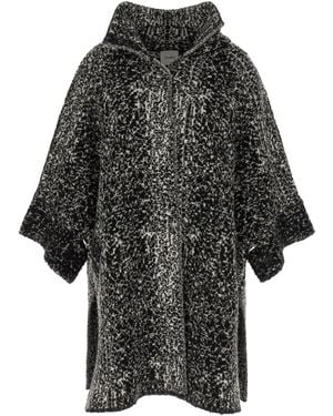 Nude Bouclé Coat - Black