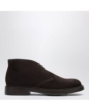 Doucal's Dark Suede Ankle Boots - Black