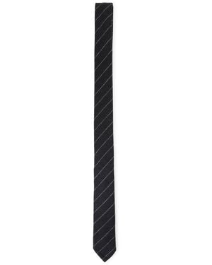 Thom Browne Charcoal Wool Classic Tie - Black