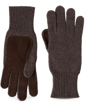 Brunello Cucinelli Cashmere Gloves With Leather Palms - Brown