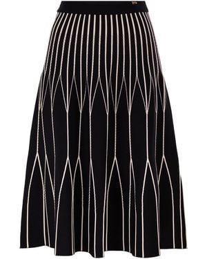 Elisabetta Franchi Two-Tone Knitted Skirt - Black